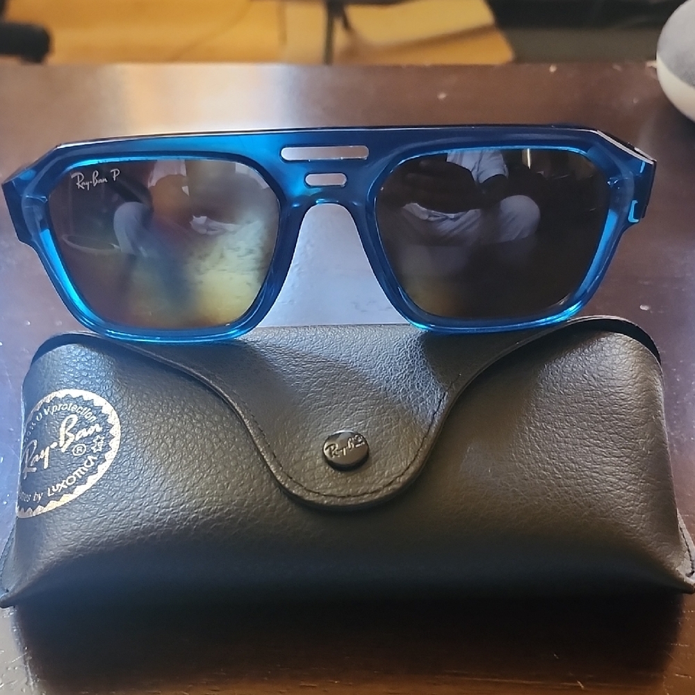 Ray-Ban 4397Vibrant Blue CORRIGAN BIO BASED Sunglasses with Black Case.
